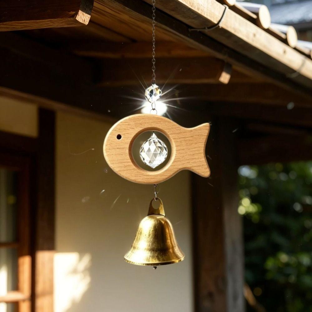 Crystal Prism Bird Wind Chimes Wooden Sun Catcher Vintage Crystal Pendant Home