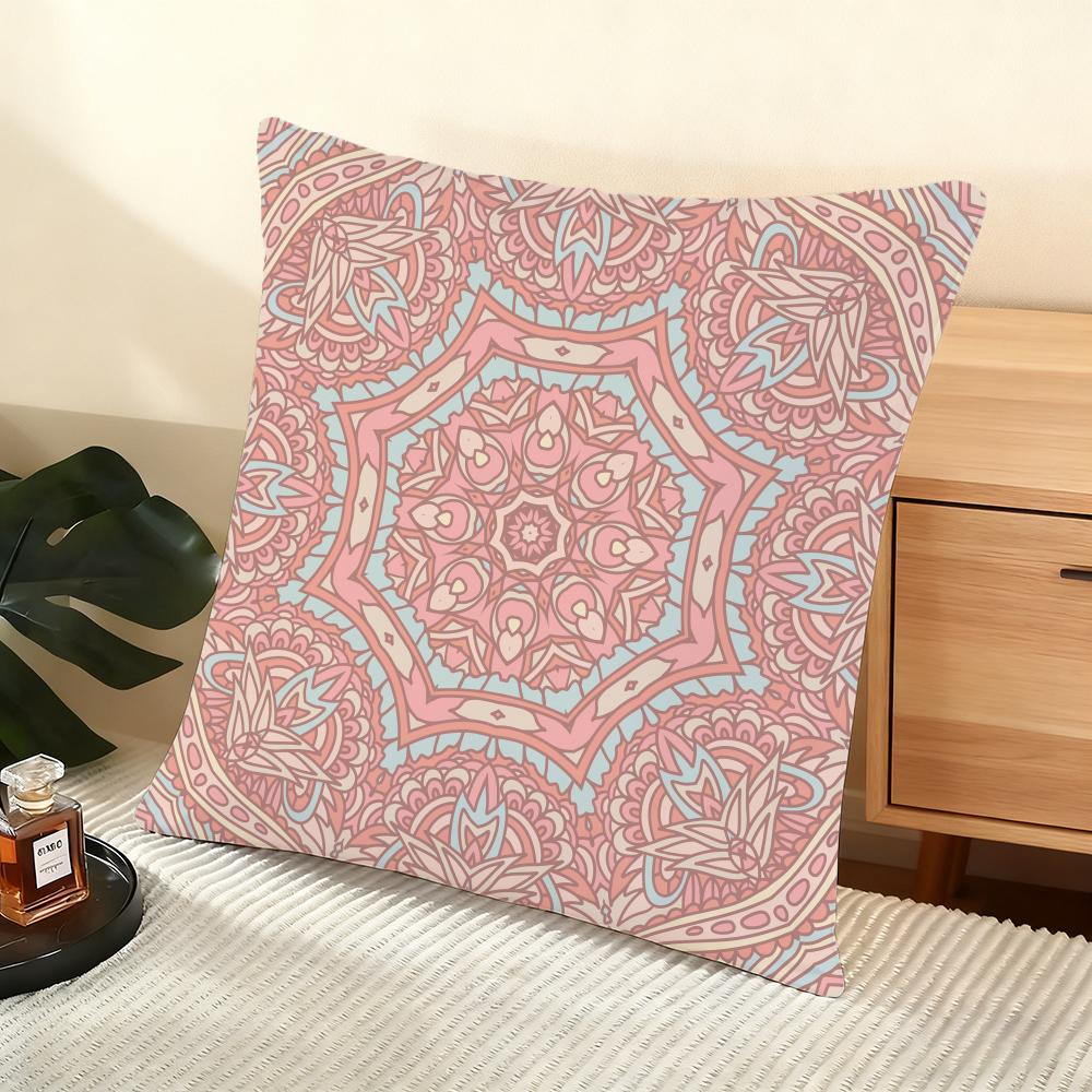 Mandala Bohemian Ethnic Cushion Cover Soft Short Plush Pillow Cover Smooth Cozy Texture Aesthetic Cushion Case Home Decor
