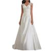 Wedding Dress for Bride Lace Applique V-Neck Sleeveless Bridal Dress Satin Formal Dress Prom Cocktail Evening Party Gown