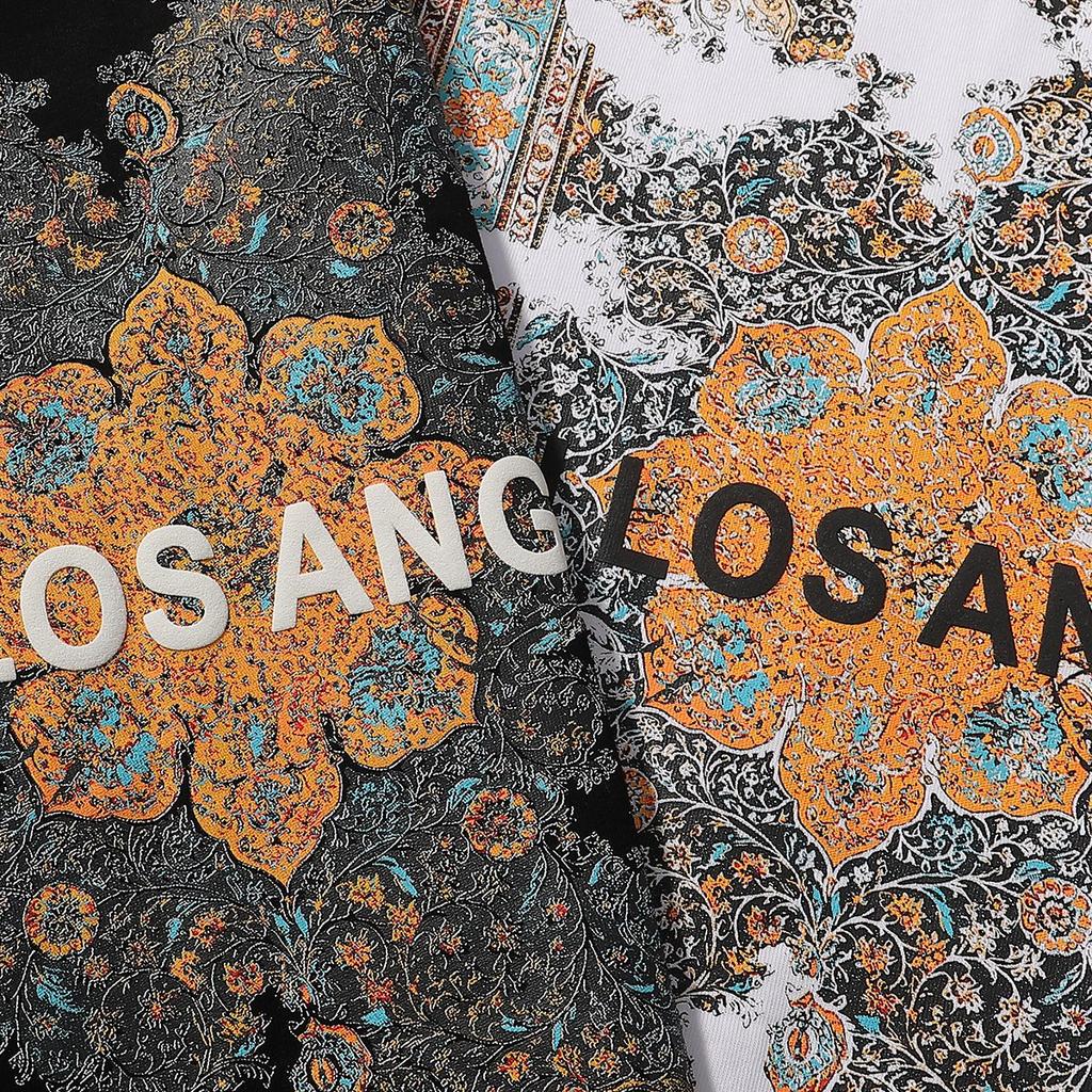 724 Amiri Лето 2025 Новая Мужская и Женская Свободная Хлопковая Футболка Большого Размера Высокого Качества Парная Футболка