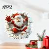 3D Визуальный Эффект Настенное Искусство Наклейка Санты Рождественская Наклейка Реалистичная Прорывающаяся Милые Наклейки для Детей Эффект Самоклеящаяся Праздничная Наклейка Дом