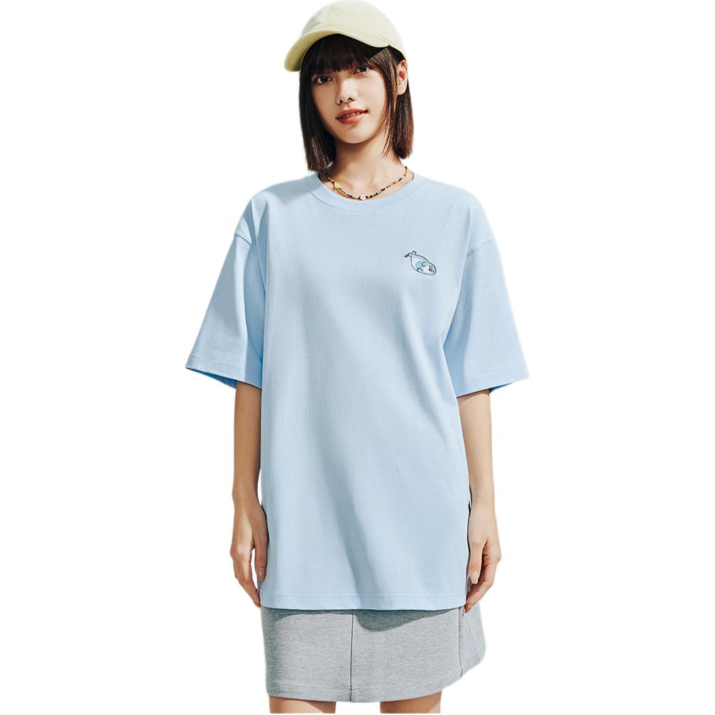 Anta x HAIBAOKANKAN,LIANMINGKUAN Life Collection T Shirt Unisex Aqua Sky Blue 172528126-2