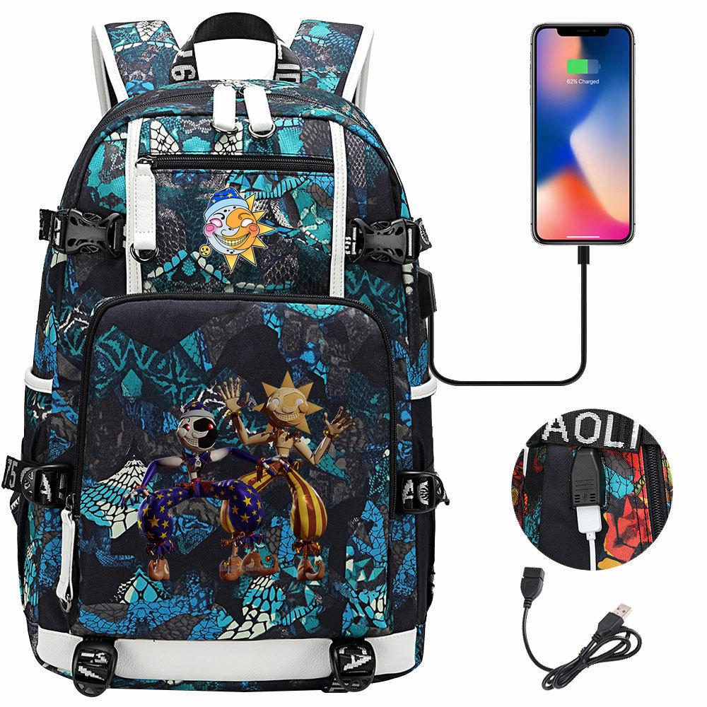 Game Moon Sun Print Backpack for Teens Students Boys Girls Casual Large Capacity Travel Daypack
