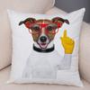 Funny Jack Russell Terrier Cushion Cover Cartoon Dog Wearing Hat Sunglasses Print Soft Living Room Sofa Home Decor Pillow Case