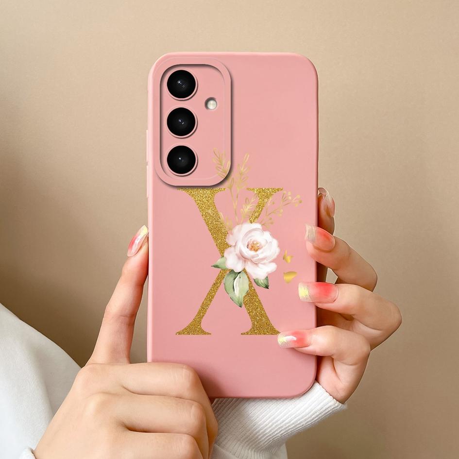 Flowers Letter Case For Samsung A05 A05S A16 S25 Plus S25Ultra A26 A56 F14 A36 Fashion Exquisite Pattern Soft Silicone Couples Covers For Samsung Capa