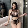 Sexy mesh clothes perspective hollowed-out erotic underwear women's suit temptation open gear fishing net buttocks passion one-piece tights