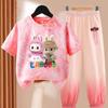 LBB Girls' Dopamine Set Summer Children's Fashionable Short-sleeved T-shirt Ice Silk  Set