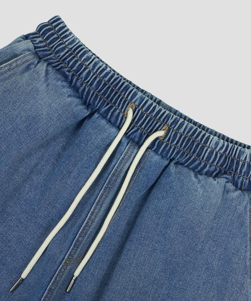 AGOD Bermuda Wide Single-Pleat Cargo Denim Shorts [Medium Blue]