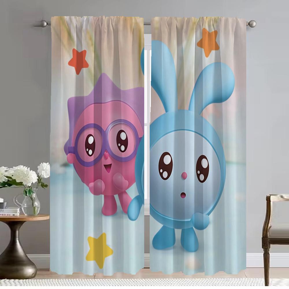 Elegant Room Curtains 2 Pieces BabyRiki Halloween Decoration Living Room Curtain Tulle for Bedroom Partition Shades Kitchen Home