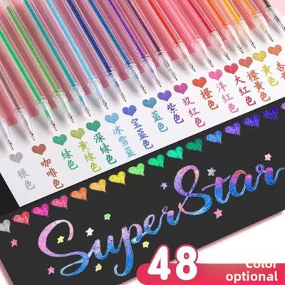 Блестящая ручка Гелевая ручка Флуоресцентный маркер Студенческий ручной блокнот Блестящая пудра Блестящий песок Перламутровая цветная нейтральная ручка