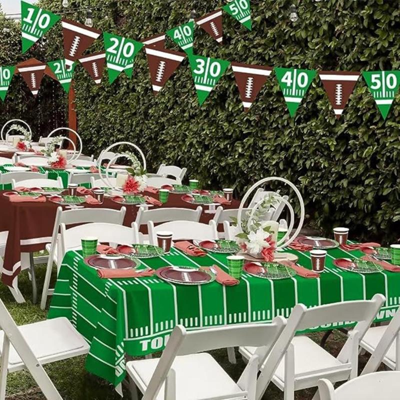 2Pcs Tablecloths For Football Party Decorations Disposable Football Table Runner Perfect For Game Day Celebration