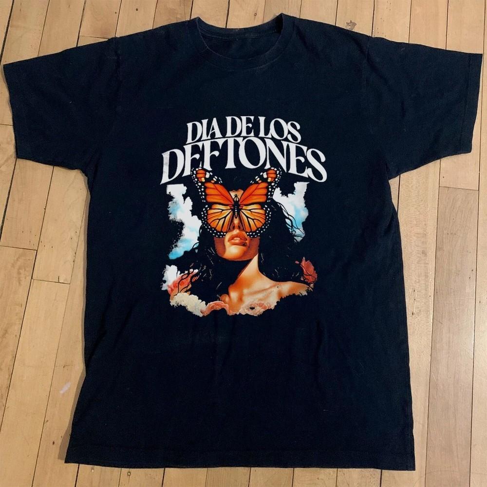 ГОРЯЧИЙ! Футболка Deftones Dia de los Deftones, Унисекс, Черная, Хлопок, Репринт