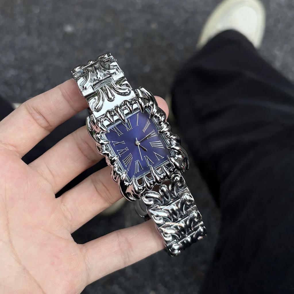 Серебристо-черные креативные квадратные кварцевые часы для мужчин Y2k дизайн когтя демона Alabaster IndustriesDevil уникальные мужские часы Relogio