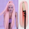 Синтетические парики Длинный прямой розовый парик для косплея для женщин Блондинка Черный Красный Оранжевый Средняя часть Женские парики