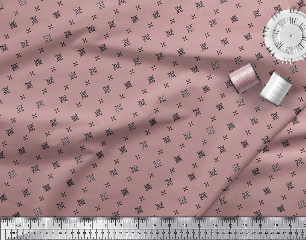 Soimoi Japan Crepe Satin Fabric Black Small Motif Shirting Printed Craft Fabric by the Metre 42 Inch
