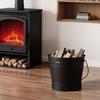 Ash Bucket, 4 PCS with Lid, Shovel, Broom and Gloves, Metal Fireplace Charcoal Bucket and Ash Can, 9.8L Large Capacity for Fireplace, Fire Pits, Wood