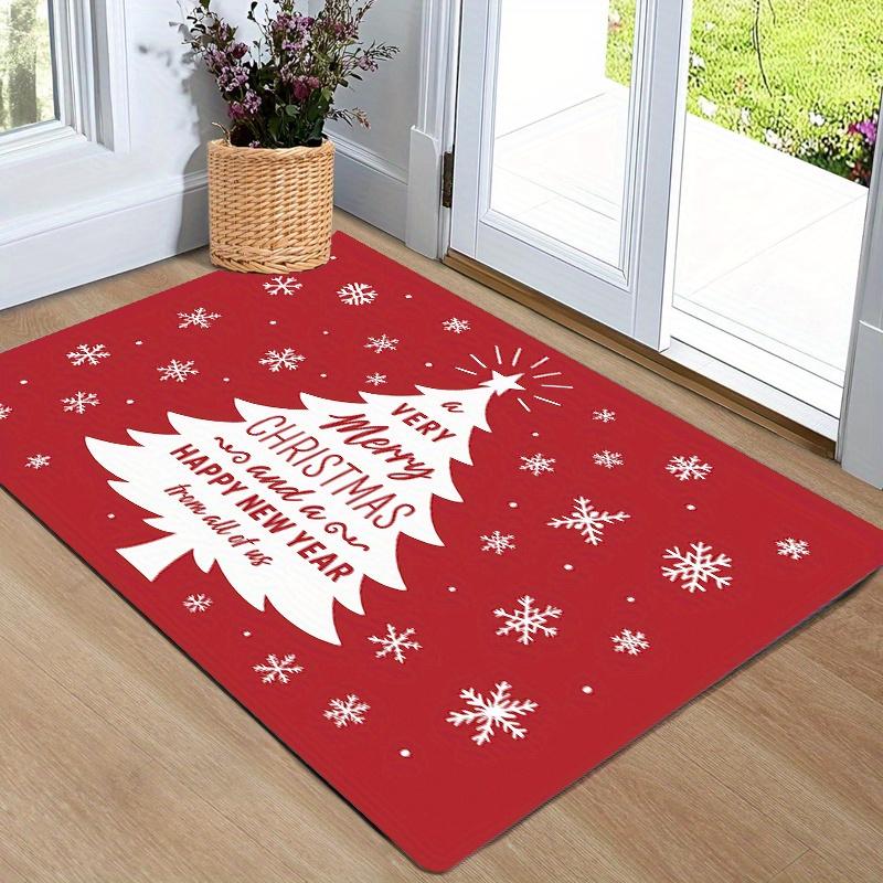 1Pcs Anti Fatigue Kitchen Rugs Red Christmas Tree Print Waterproof Non-Slip Thick Cushioned Kitchen Mat Heavy Duty Comfort Standing Mat for Kitchen