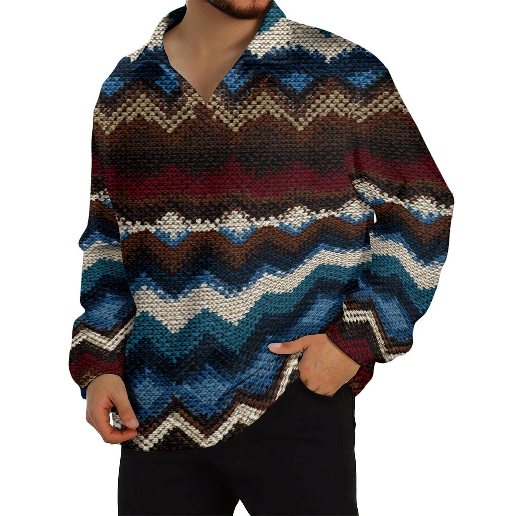 Men's Casual Collared Long-Sleeve Knit Base Layer Top