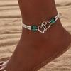 Summer Beach Boho Double Heart Anklets for Women Fashion Shell Starfish Ankle Bracelet On Leg Barefoot Handcraft Chain Jewelry