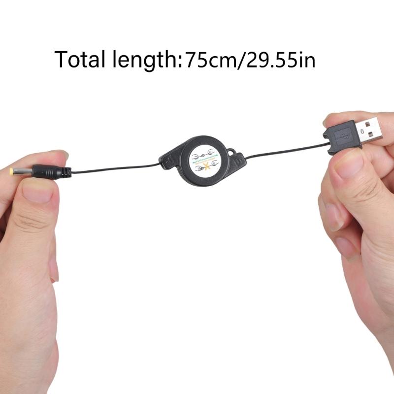 Retractable USB to DC4.0x1.7mm Power Cord For Routers Portable Electronics 75cm 5V Retractable Charging Cable Wire