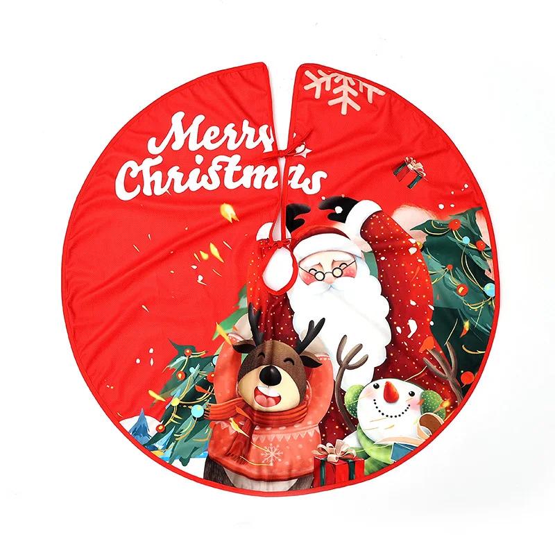 90CM Round Christmas Tree Skirt Elk Snowman Mat Christmas Decoration Parlor Carpet Home Decorations Christmas Tree Foot