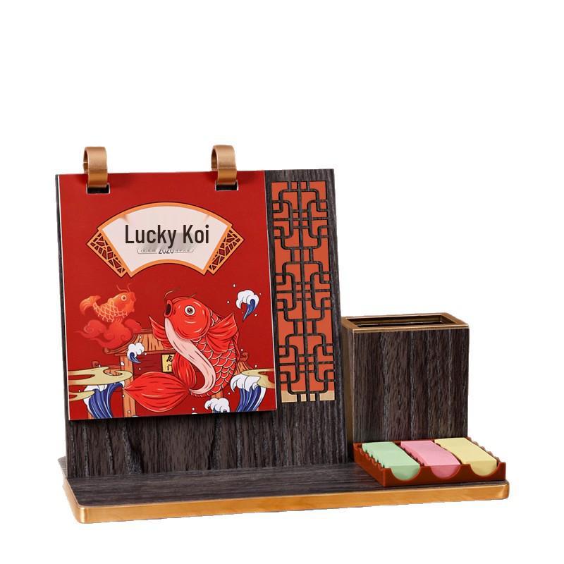 Настольный календарь на 2026 год: Многофункциональная деревянная подставка с подставкой для ручек и планером самодисциплины - Изысканный подарочный набор, настраиваемый