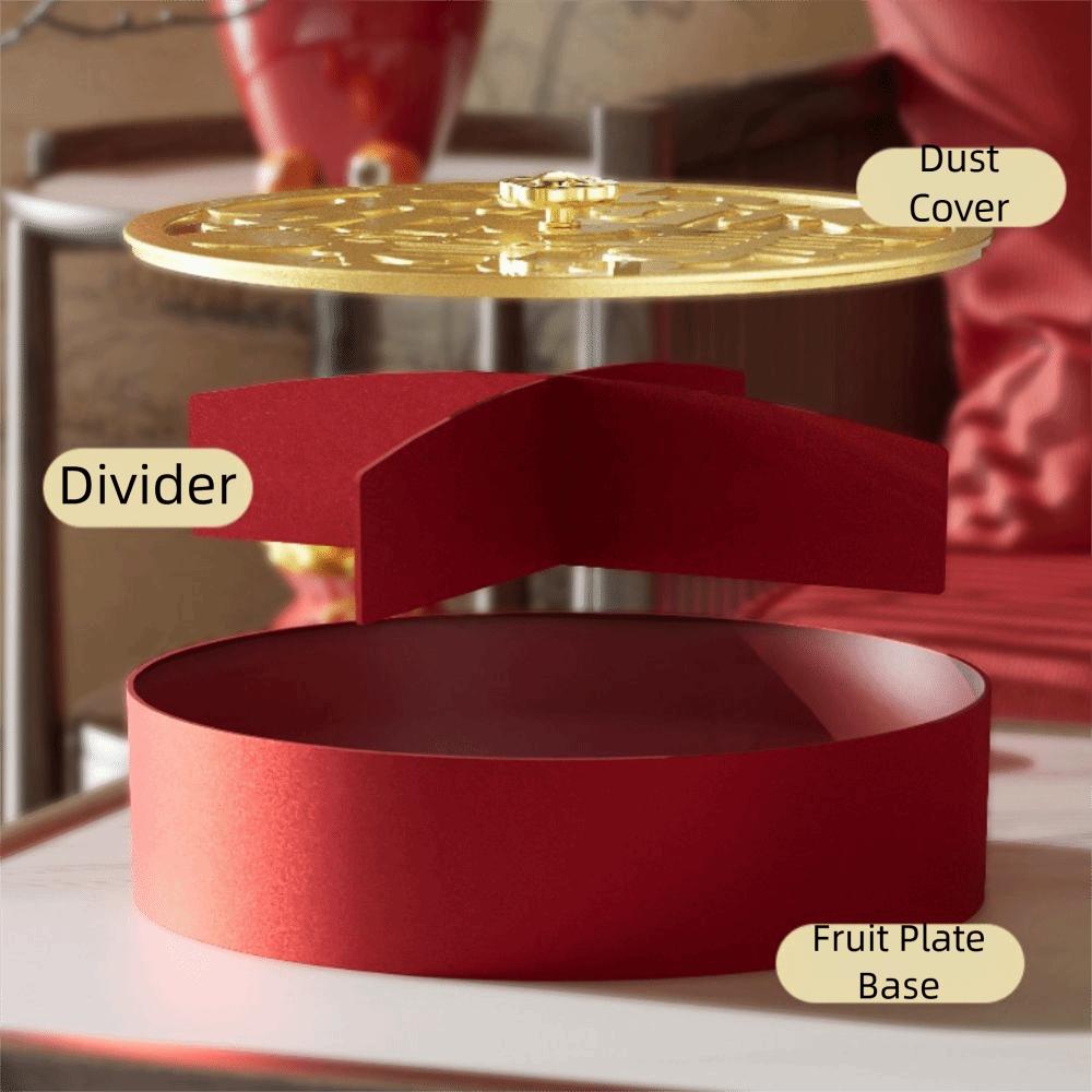 Divided Spring Festival Snack Serving Tray Round Chinese Style Nut Serving Bowl with Lid Traditional Candy Storage Box Candy
