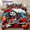 Vibrant Rasta Guitar Art Three-piece set (1 * duvet cover + 2 * pillowcase, without core) 2D Flat Christmas birthday gift Duvet cover and pillowcase