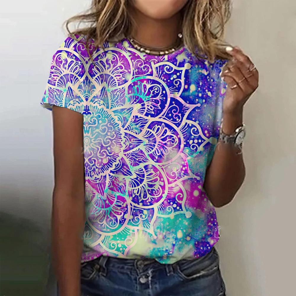 Женская модная футболка с геометрическим принтом, топ с круглым вырезом и коротким рукавом, свободная модная одежда, женская футболка с коротким рукавом для вечеринок