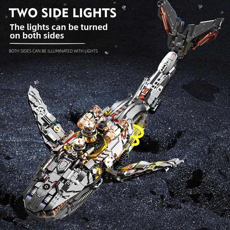 1388PCS Mechanical Whale Building Block Joints Movable Ocean Overlord Model Bricks With Light Desktop Decoration Kids Toys Gifts