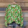 Women's Christmas Print Cardigan Long Sleeve Round Neck Knit Top