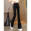 Women's Spring/Autumn Black High-Waisted Elastic Slimming Bell-Bottom Micro-Flare Pants