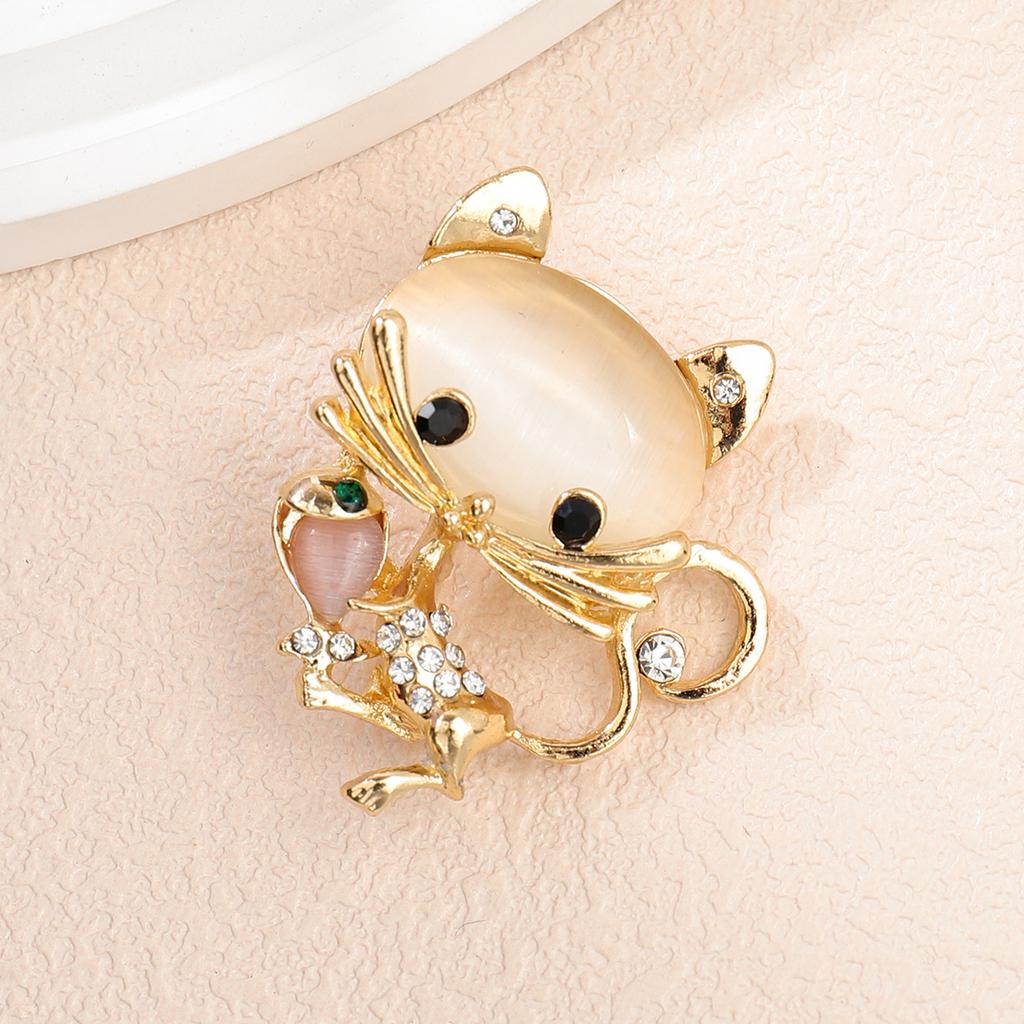Animal Cute Cat Rhinestone Brooch Personalized Creative Kitten Corsage Suit Accessories Collar Pin Out