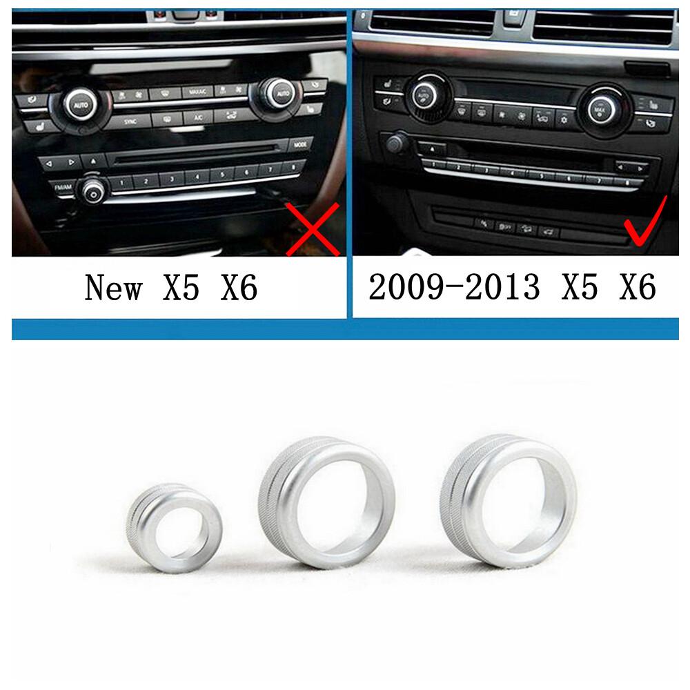 &+A/C Control Radio Volume Knob Ring Covers for BMW 2009-2013 X5 X6 Silver Alloy