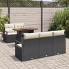 Ensemble 6 pièces canapé de jardin avec coussins poly rattan noir acacia, Canapé de jardin 2 places avec coussins poly 3349648