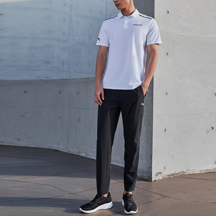 Anta Сплошной цвет с логотипом, приталенные спортивные штаны, мужские брюки, черный 952127504-2