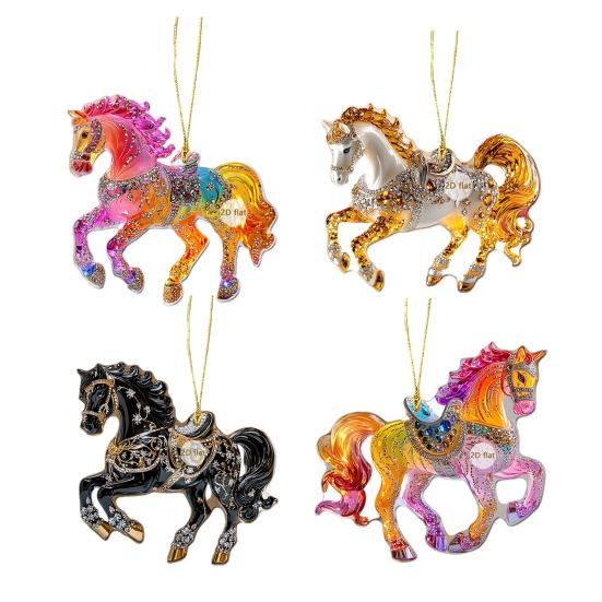 Yousheng Horse Theme Acrylic Ornament 2D Flat Print Hanging Pendant for Horse Lovers Christmas Tree Decor And Equestrian Gift