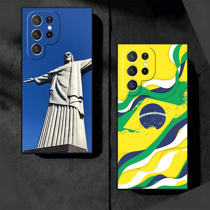 Brazil Brazilian Flag Soft Phone Case for Samsung Galaxy S26 S25 Edge S24 Ultra S23 Plus S22 S21 FE S20 Black Cover Back Shell