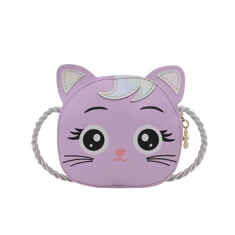 Baby Girls PU Leather Small Shoulder Crossbody Bags Cute Cat Kids Coin Purse Wallet Fashion Children's Mini Handbags