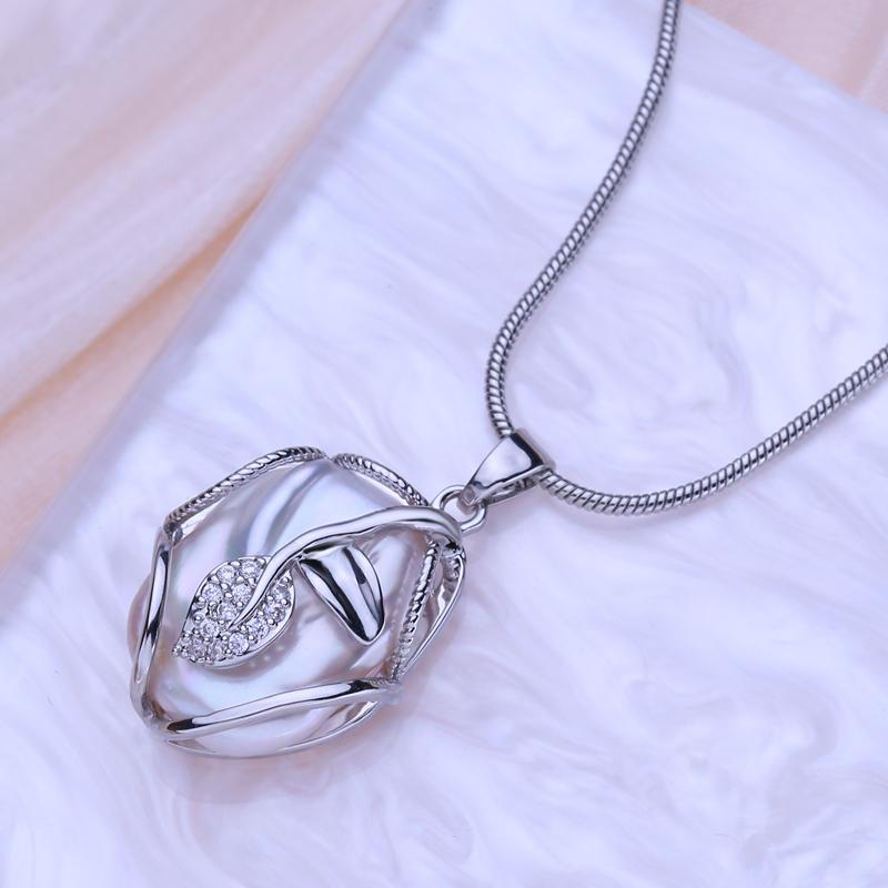 SENIKO натуральный пресноводный большой жемчуг в стиле барокко ожерелья для женщин модный цветок кулон с кубическим цирконием с цепочкой подарок на день рождения