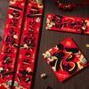 4Pcs/set Flocked Chinese New Year Door Sticker Glitter Fu Sticker Spring Festival Couplet  Corridor