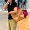 PuzzleFold Cowhide Foldable Geometric Tote Bag with Large Capacity