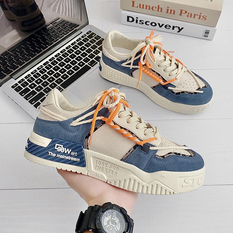 Fashion Designer Shoes for Men Casual Platform Sneakes Two-tone Lace Up Trainers Fashion Student Sneakes Mens Vulcanized Tenis Masculino