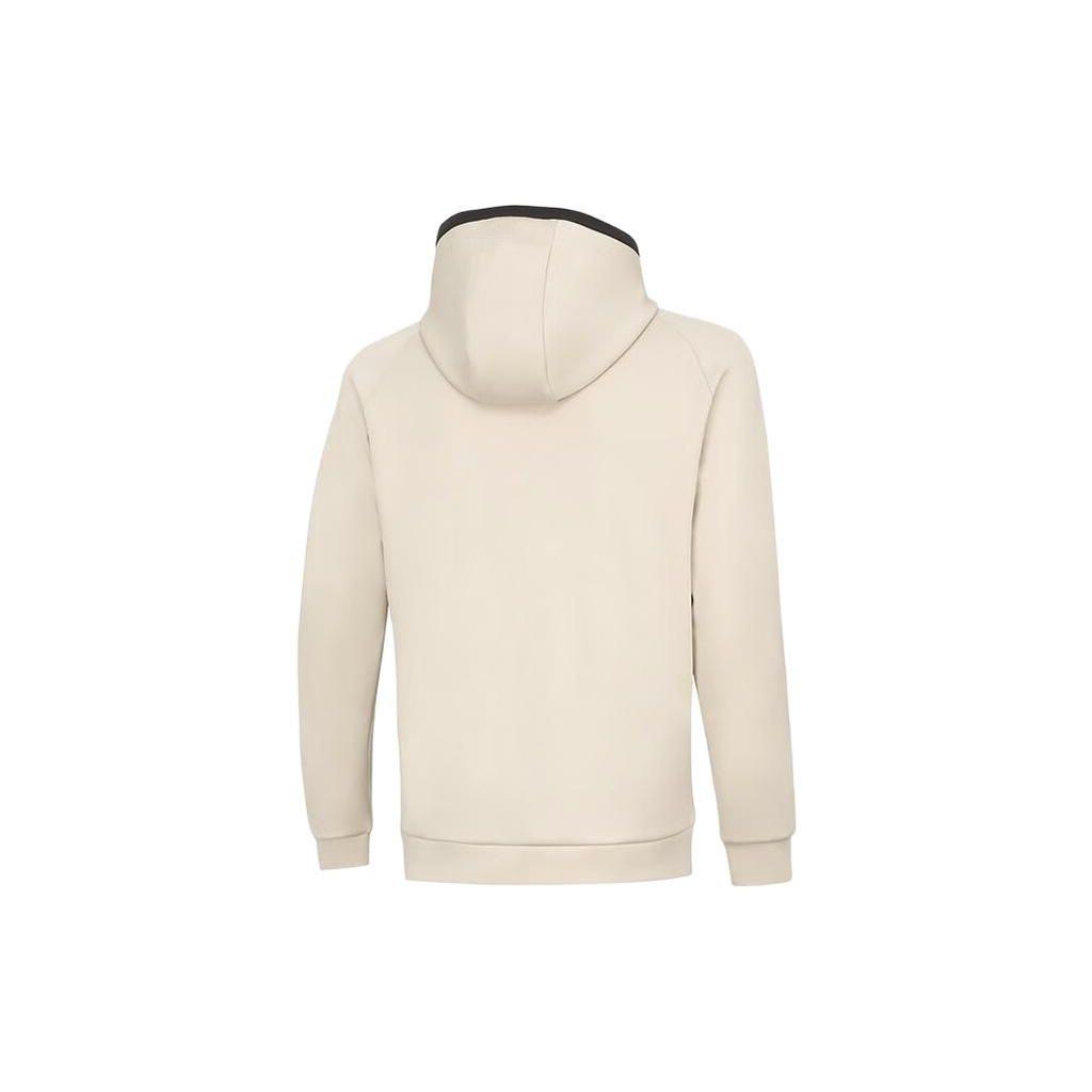 Li Ning Color Block Open Front Sports Long Sleeve Hoodie Men Hoodies Oatmeal-Gray AWDT993-4