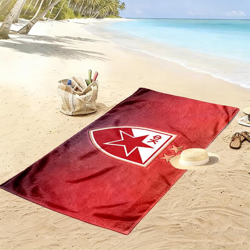 Red Star Belgrade Print Beach Towel, Large Soft Quick Dry Towel for Beach Camping Swimming