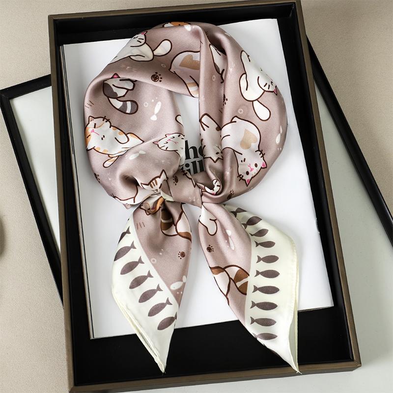 Роскошный брендовый квадратный шелковый шарф женский ободок для волос с принтом маленькие атласные шали платки женские повязки на голову бандана