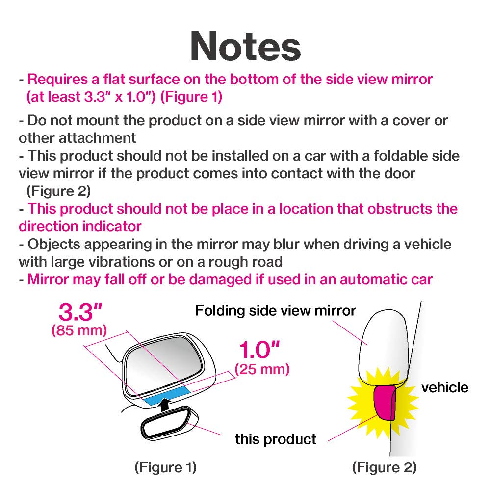 Seikosangyo Automobile Auxiliary Mirror, Model: EW-69, Black