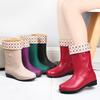 Women's Rain Shoes Medium Tube Water Shoes Fashion Warm Rain Boots Women's Cotton Water Boots Non-slip Work Rubber Shoes Car Wash Kitchen