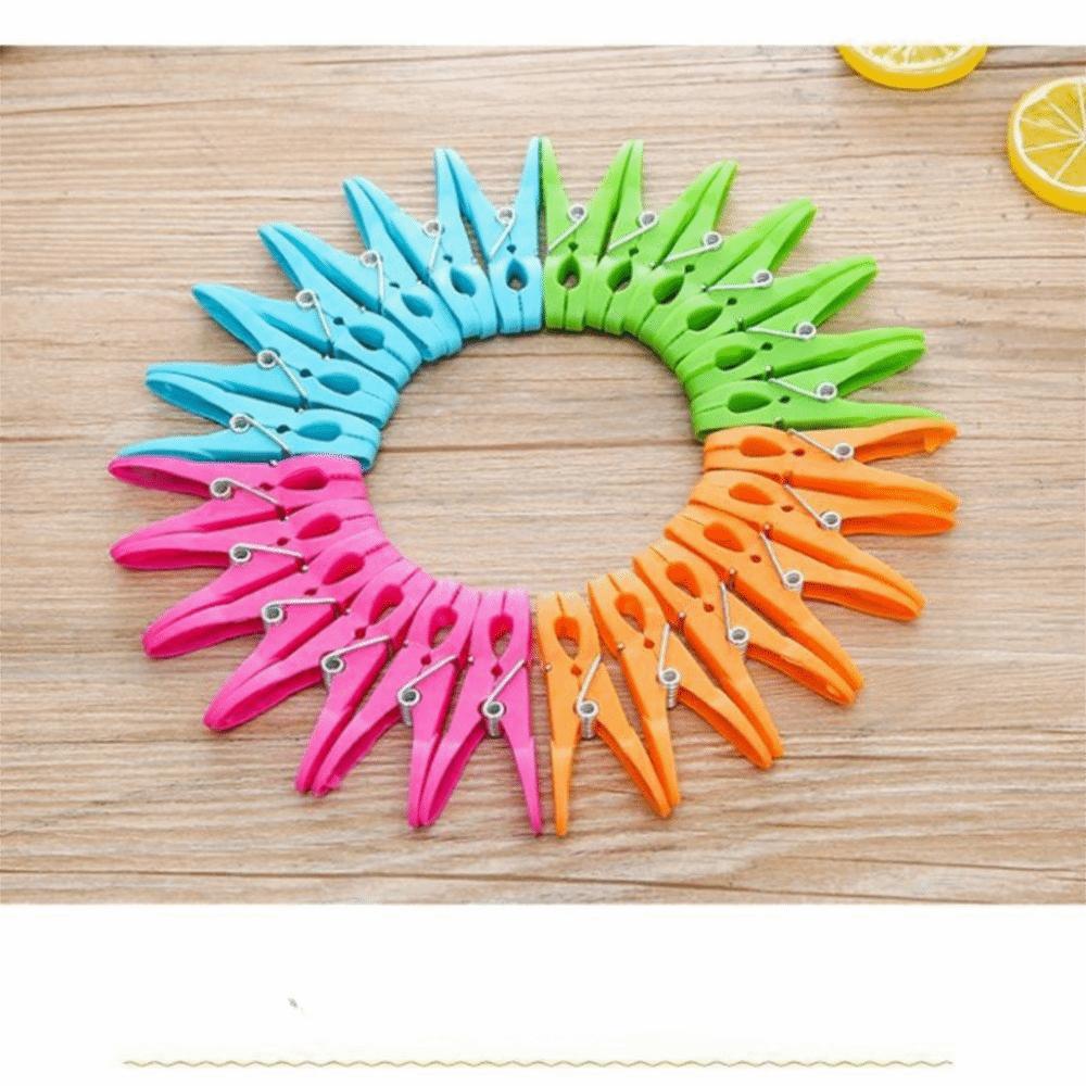 24/48/60Pcs Spring-Loaded Clothespins Mixed-Color Clothes Clips Windproof Clothes Pegs Home Storage