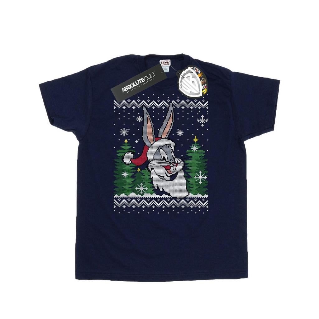 Looney Tunes Mens Bugs Bunny Christmas Fair Isle T-Shirt